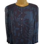 Wrap London Leaf Print Navy & Teal Dress UK 8