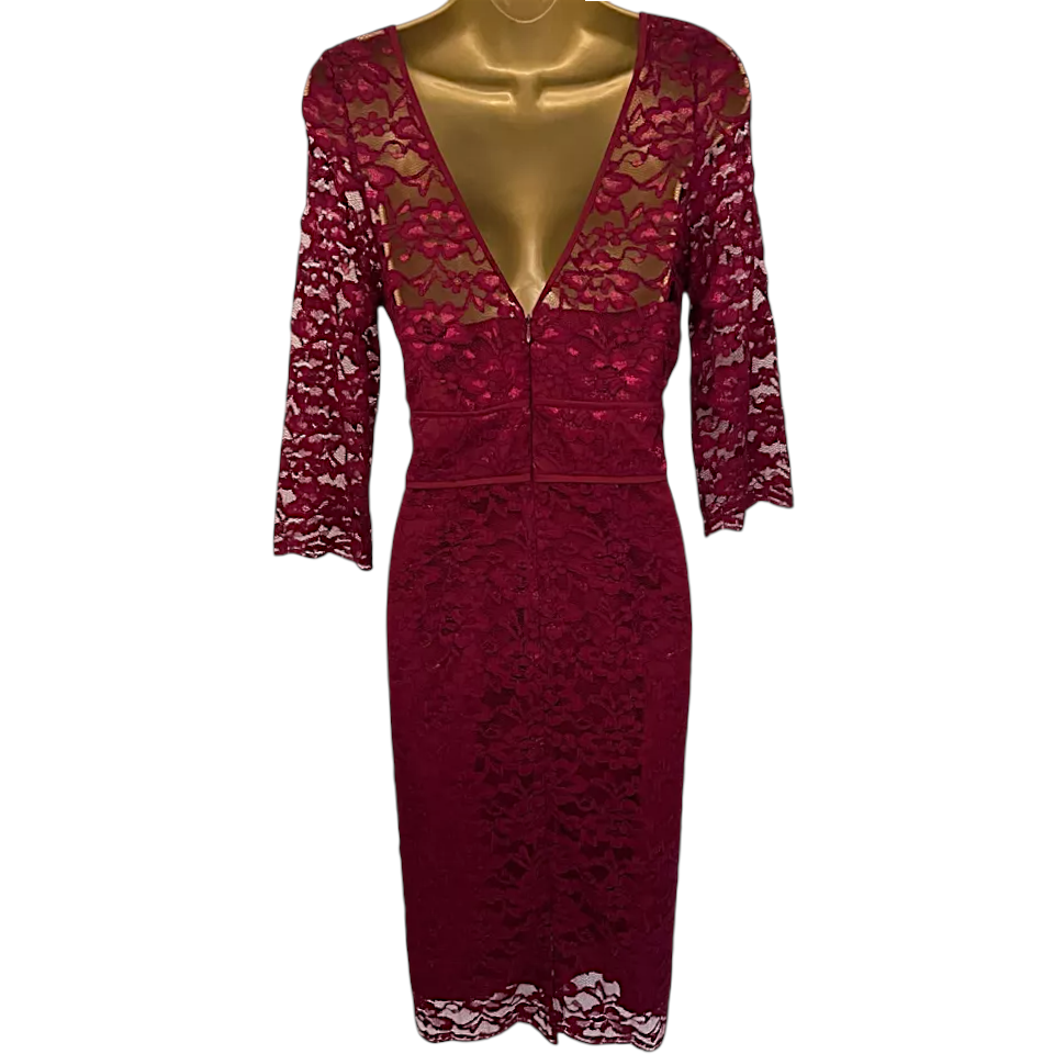 M&S Autograph Dark Red Lace UK 14