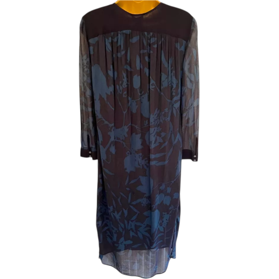 Wrap London Leaf Print Navy & Teal Dress UK 8