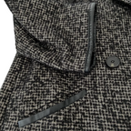 M&S Autograph Vintage Black Tweed Faux Leather Trim Coat UK 16