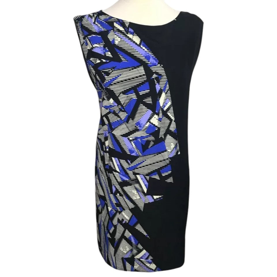 Dorothy Perkins Black Blue Geometric Dress UK 12