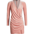TopShop Dusky Pink Velvet Ruched Mini Dress  UK 10
