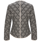 Sandwich Clothing Black & Cream Jacquard Collarless Jacket UK 12