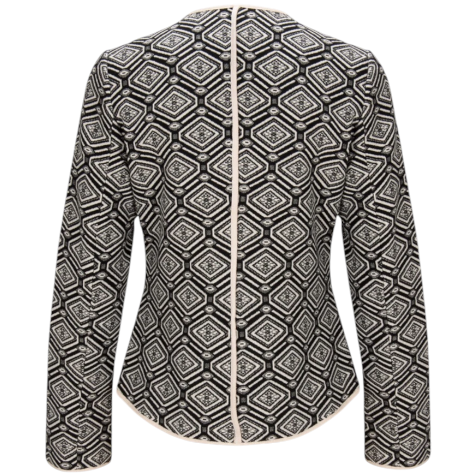 Sandwich Clothing Black & Cream Jacquard Collarless Jacket UK 12