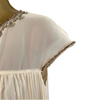Ted Baker Cream Pleated Chiffon Beaded Dress UK 8