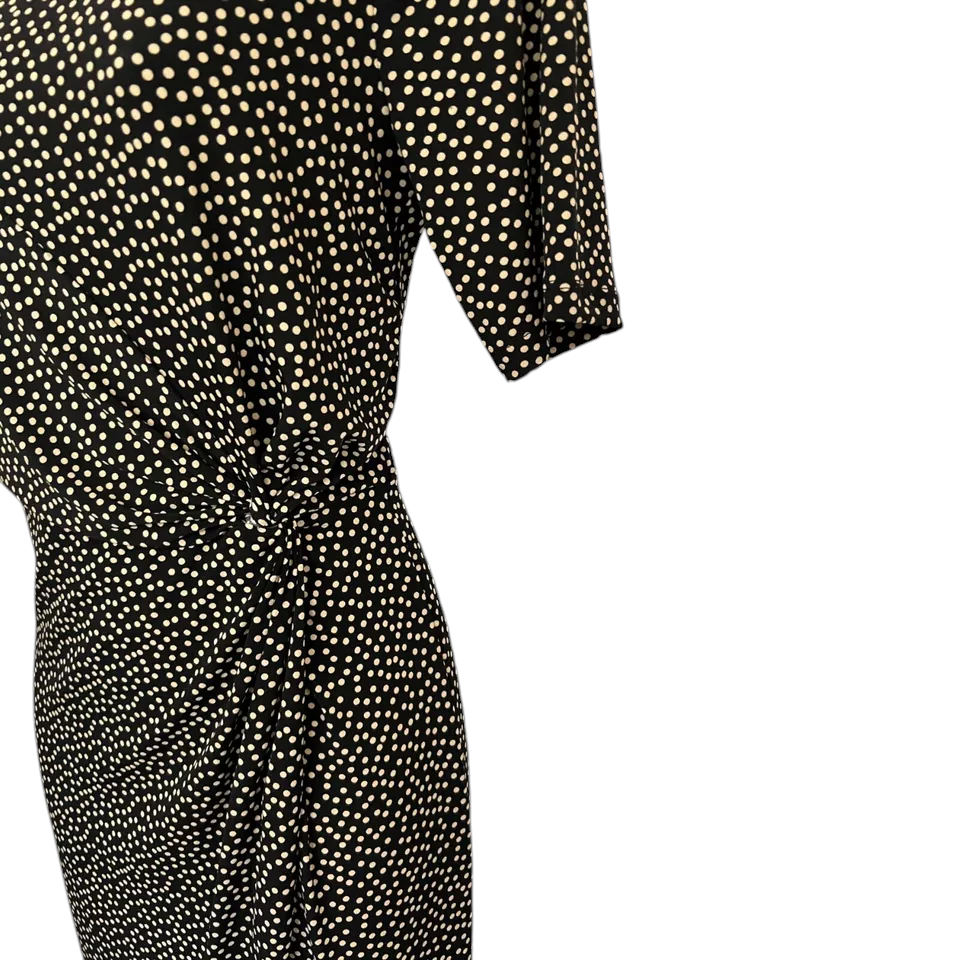 Monsoon Black & Beige Polka Dot Dress UK 10