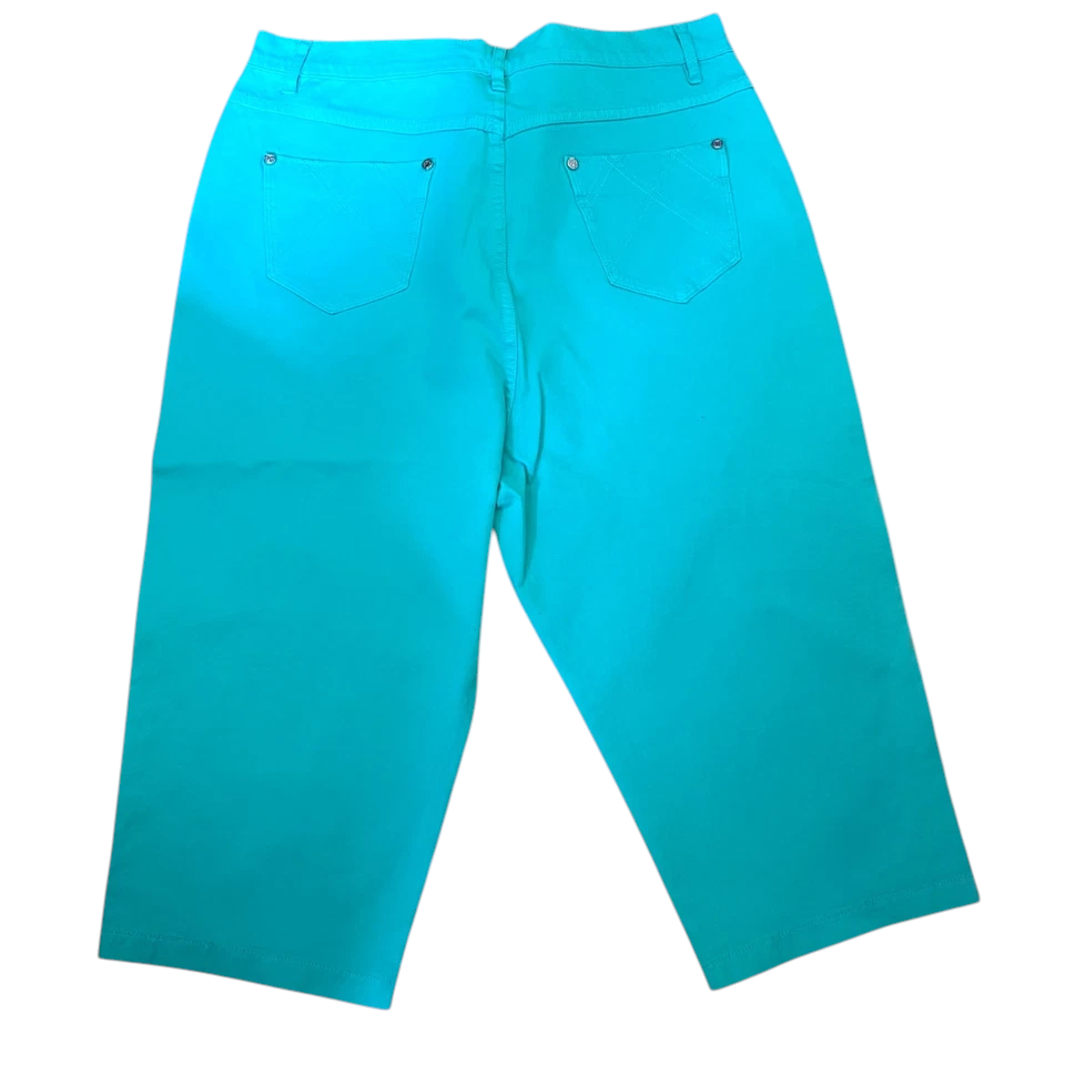 Marble Turquoise Pedal Pusher Slim Leg Shorts UK 16