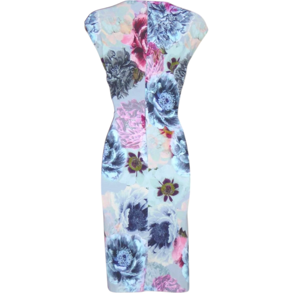 Phase Eight Light Blue Floral Pencil Dress UK 8