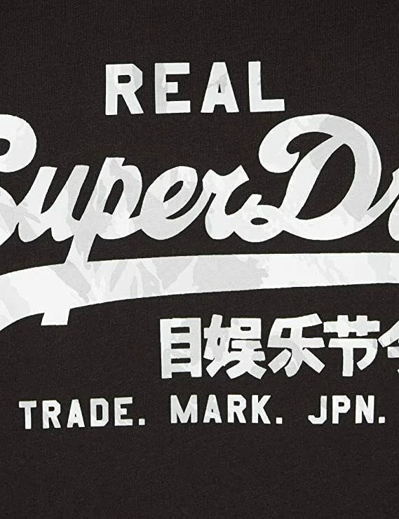 Superdry Long-Sleeve Black Cotton Logo T-Shirt Size L