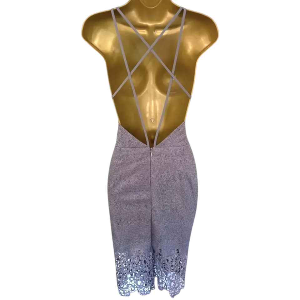 Next Grey Cobweb Backless Strappy Dress UK 12
