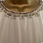 Ted Baker Cream Pleated Chiffon Beaded Dress UK 8