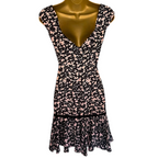MILLY New York Black Pink Sleeveless Silk Party Dress  UK 10