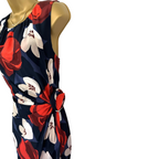 Fenn Wright Manson Navy Red White Silk Floral Dress UK 12