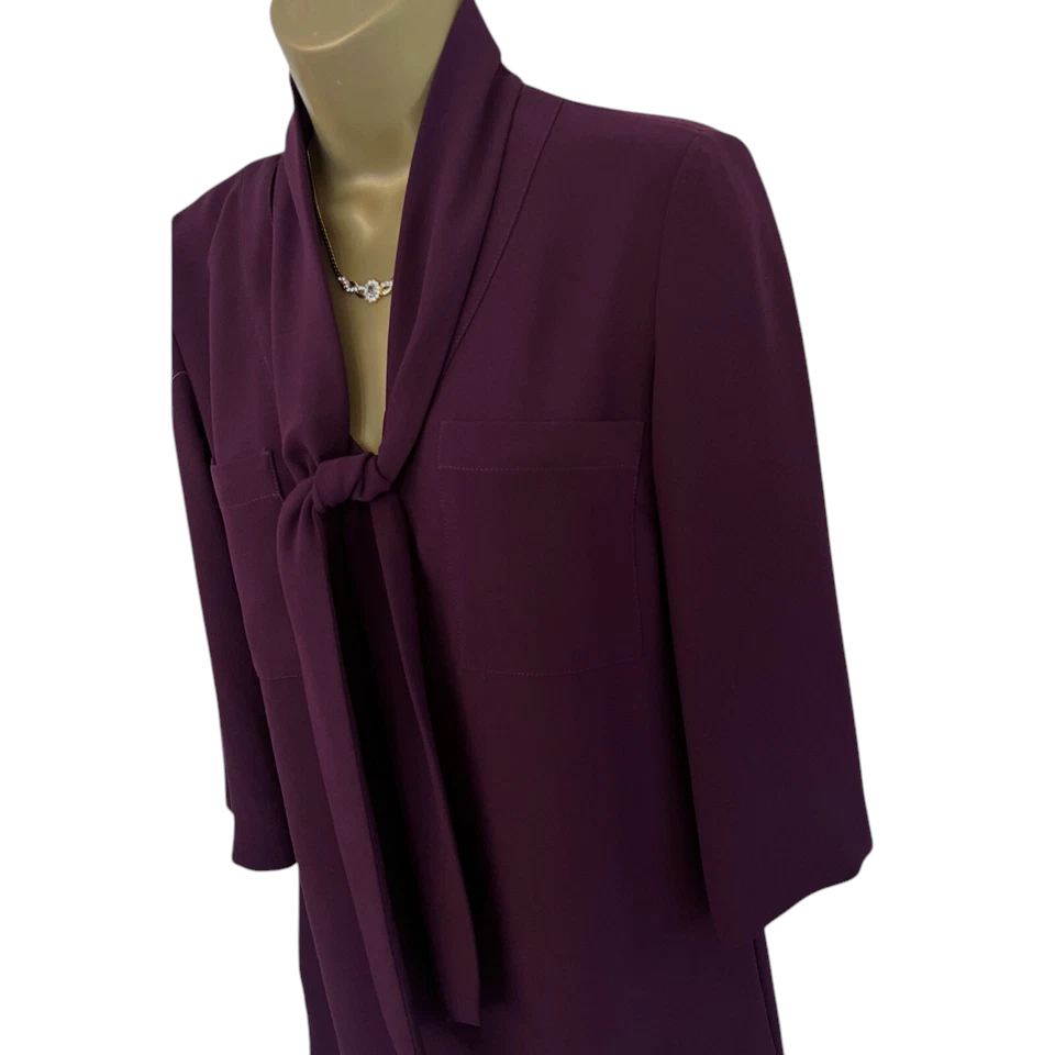 Jaeger Maroon Crepe Oversize Dress UK 6
