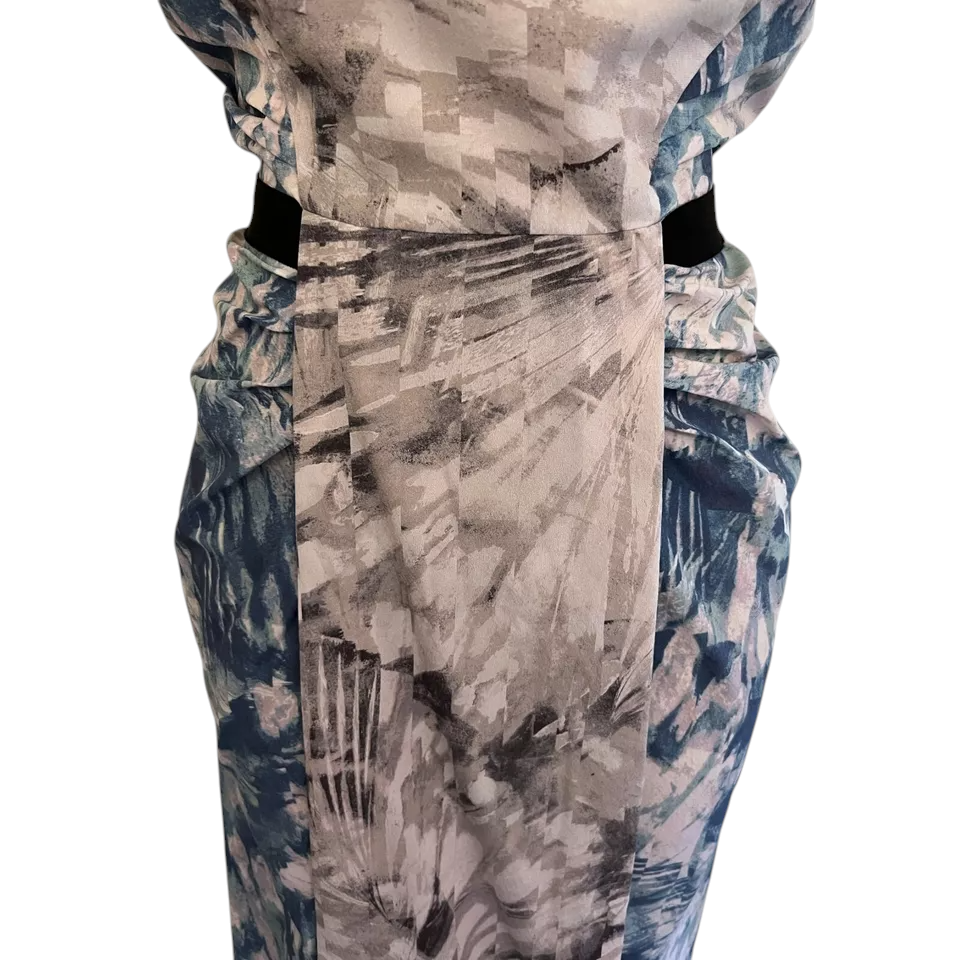 Nocturne Multicoloured Pleated Silk Dress UK 10