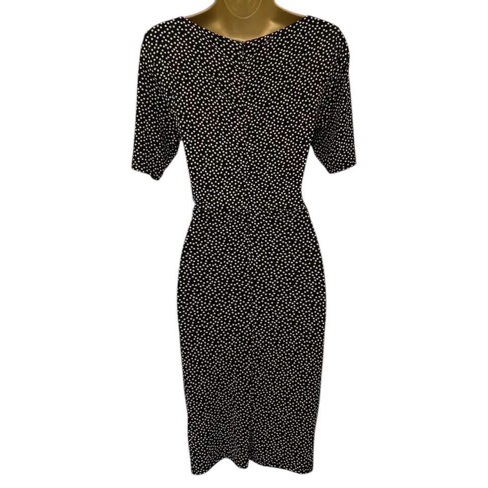 Monsoon Black & Beige Polka Dot Dress UK 10