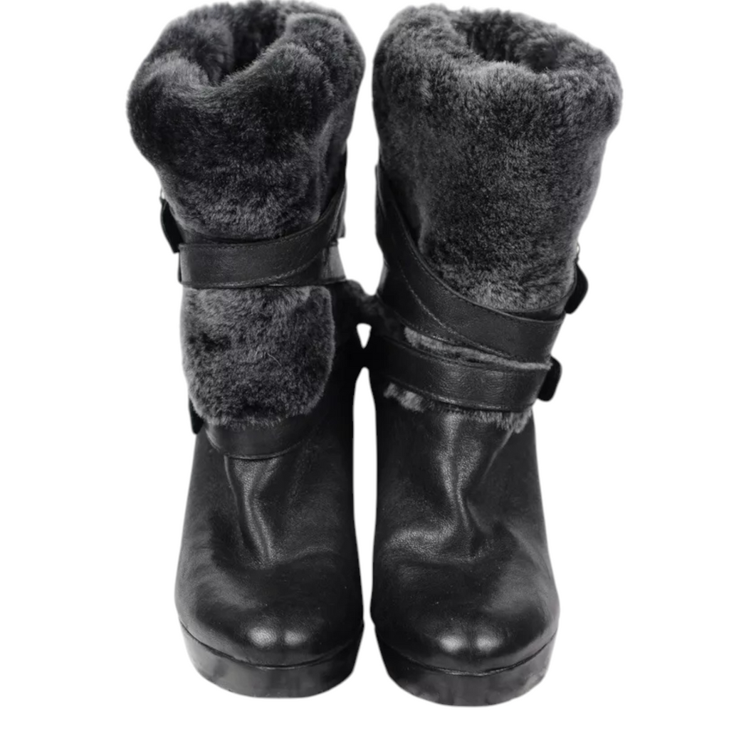 Russell & Bromley X Stuart Weitzman Buckle Faux Fur Lined Boots UK 5