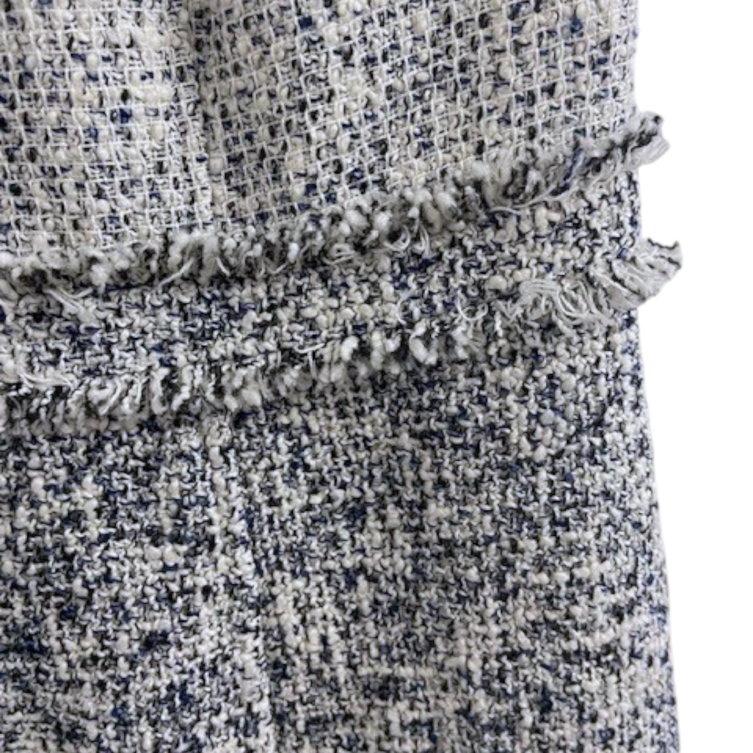 Fenn Wright Manson Geneva Navy Ivory Frayed Tweed Dress UK 16