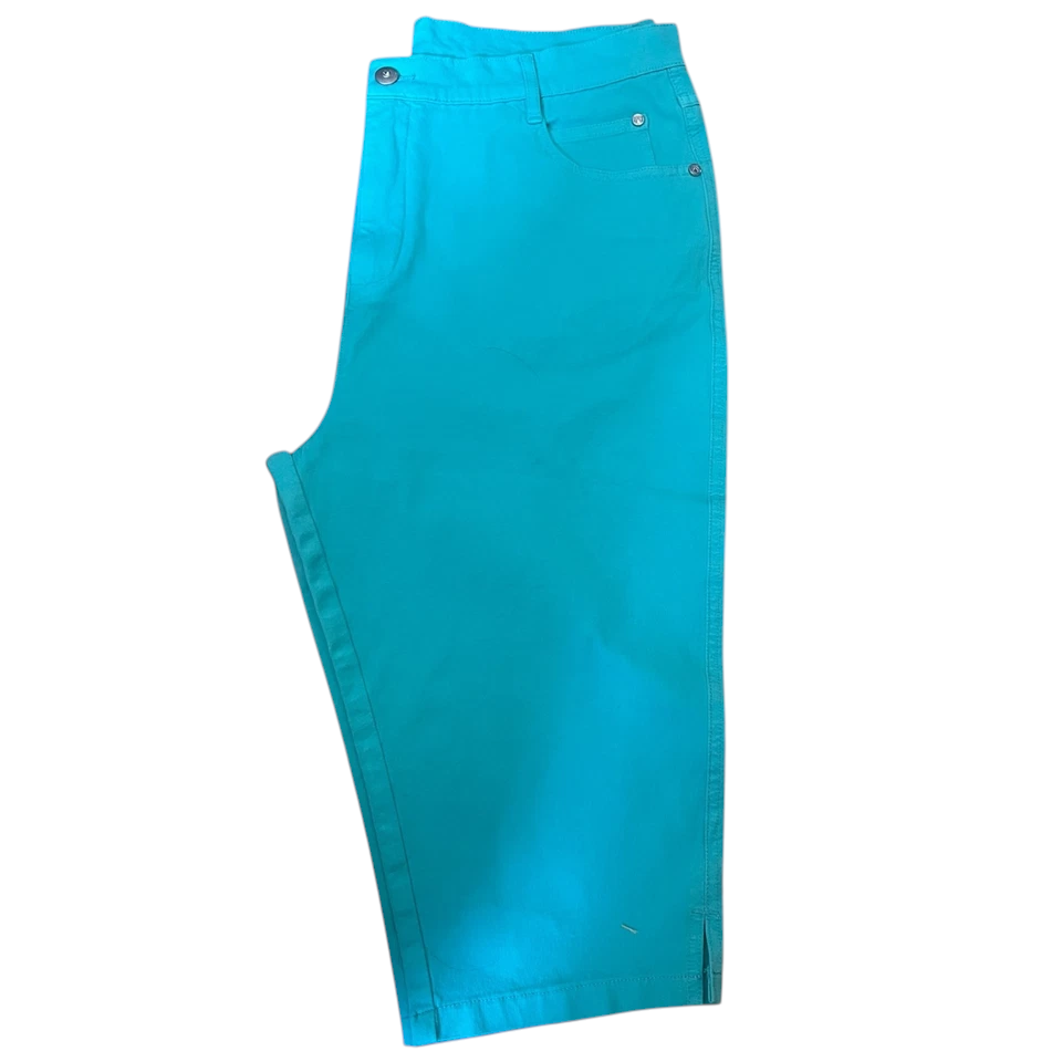 Marble Turquoise Pedal Pusher Slim Leg Shorts UK 16