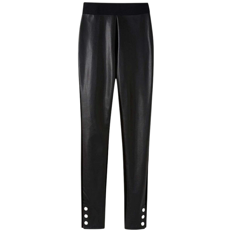 Pure Collection Black Faux Leather Stud Trousers UK 20