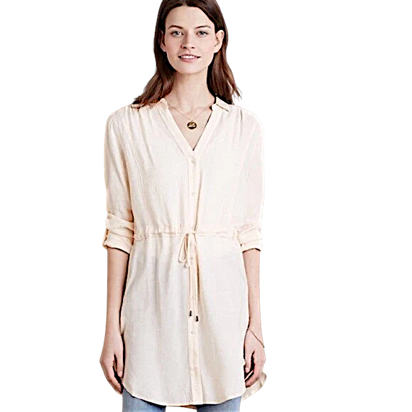 HD In Paris Anthropologie Blush Pink Tunic Top  Size M