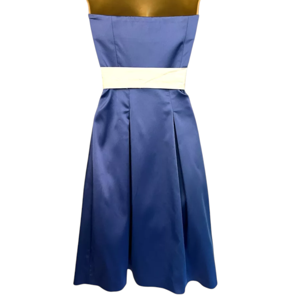 Coast Cornflower Blue Satin Fit & Flare Dress UK 12