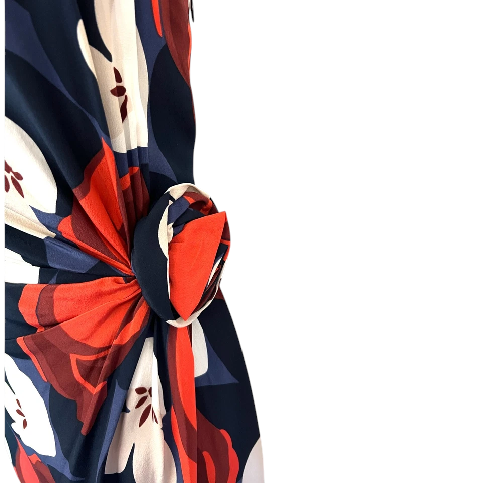 Fenn Wright Manson Navy Red White Silk Floral Dress UK 12