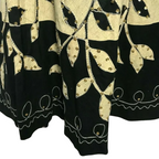 RED Black Beige Leaf Print Sequin Linen Skirt UK 12