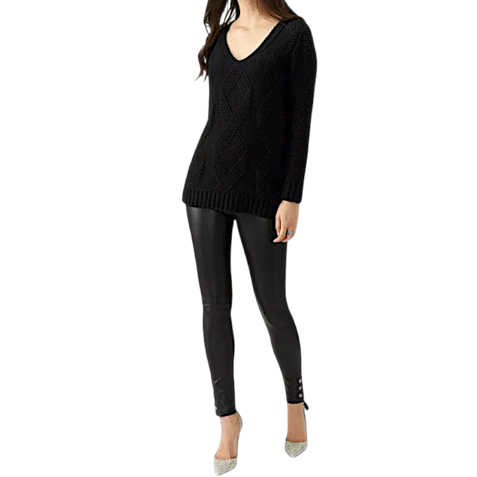 Pure Collection Black Faux Leather Stud Trousers UK 20