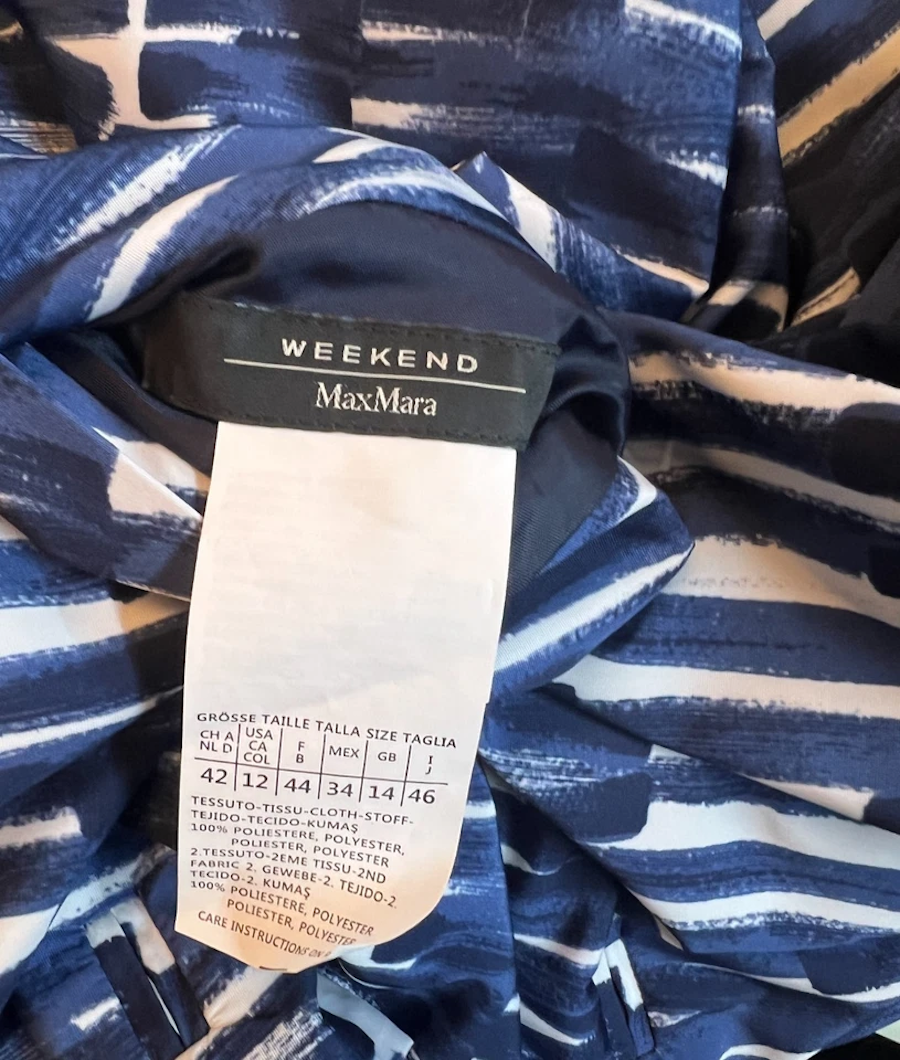 Weekend Max Mara Reversible Coat, Navy & White UK 14