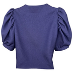 Mulberry Purple Short Puff Sleeve Cropped Waffle Jacket UK 8