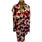 L.K. Bennett Silk Floral Dress, Reversible Velvet Wrap UK 16