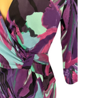Per Una Purple Pink Green Crossover Drape Dress UK 6