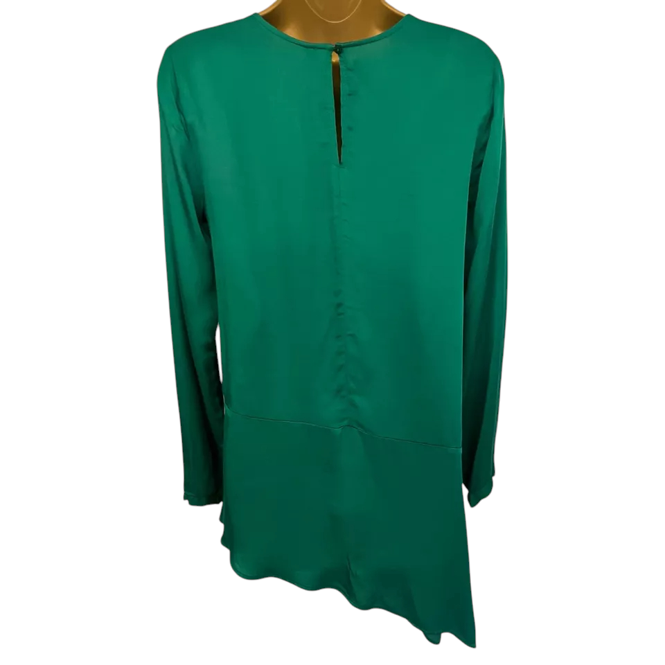 Stradivarius Emerald Green Silky Asymmetric Top UK 10/12
