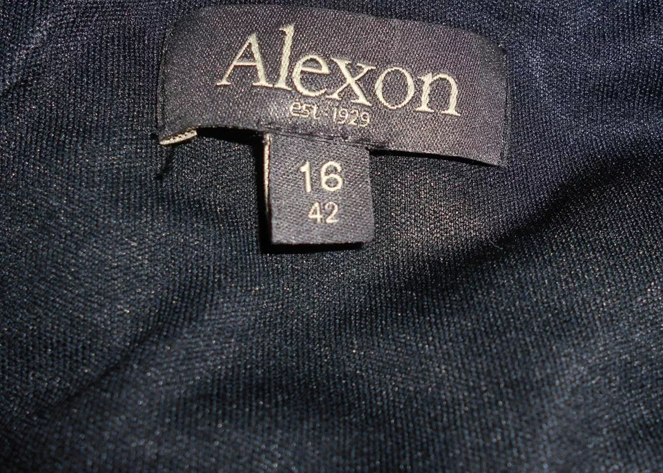 Alexon Black Layered One Shoulder Party Dress UK 16