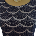 Shubette Gina Bacconi Navy Lace Beaded Dress  UK 12