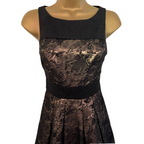 Monsoon Fusion Black & Gold Metallic Dress UK 6