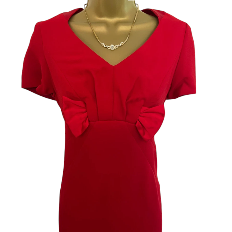Tapestry International Red Crepe Bow Dress UK 12