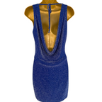 Lipsy Cobalt Blue Backless Sparkly Mini Dress UK 14
