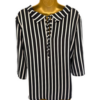 James Lakeland Black & Ivory Striped Top UK 12