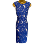 Hobbs Cornflower Blue & White Floral Organza Dress UK 10