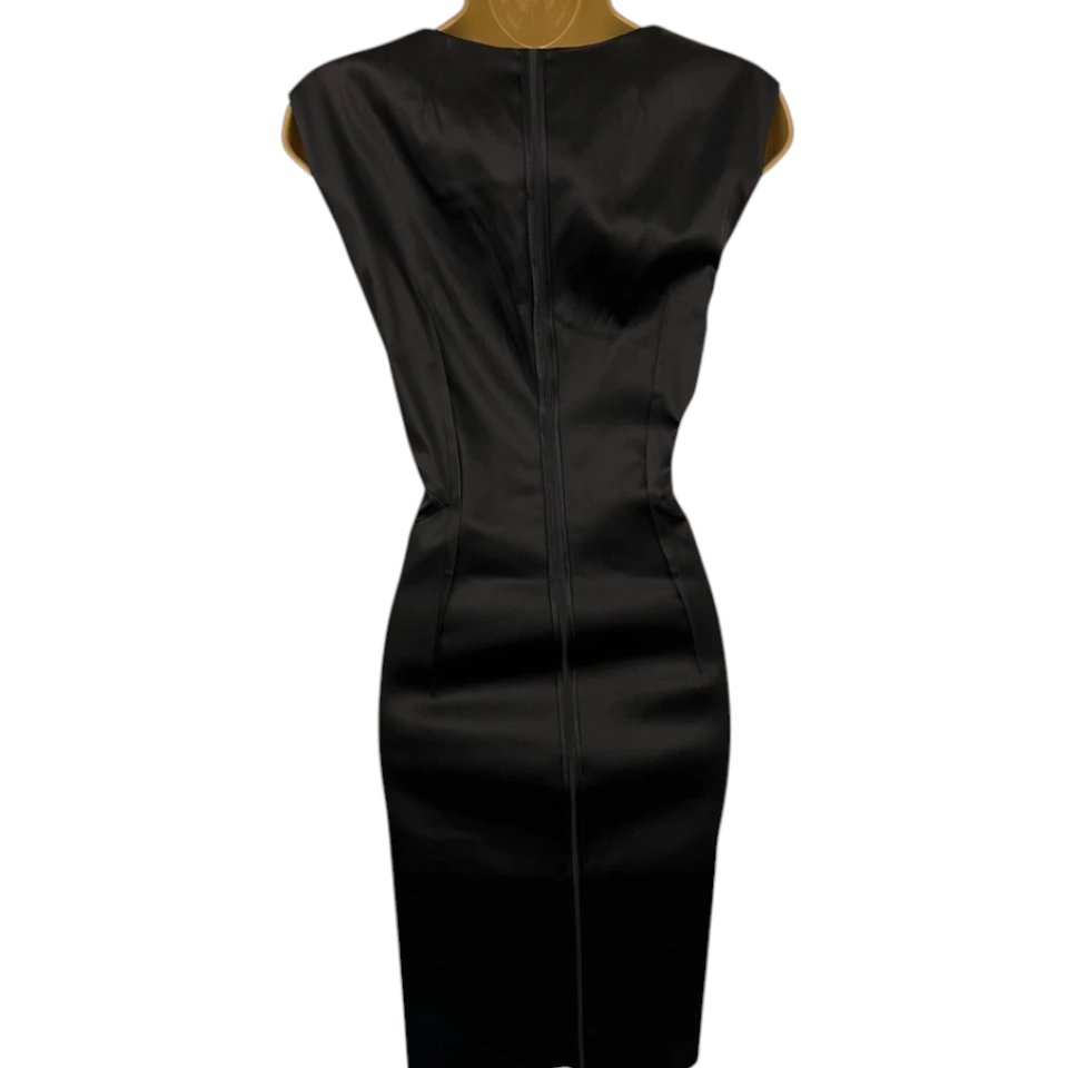 InWear Jet Black Satin Lace Panel Dress UK 12