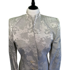 Tomasz Starzewski Vintage Silver Jacquard Longline Jacket UK 14