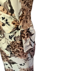 Phase Eight Cream & Brown Silk Floral Dress UK 14