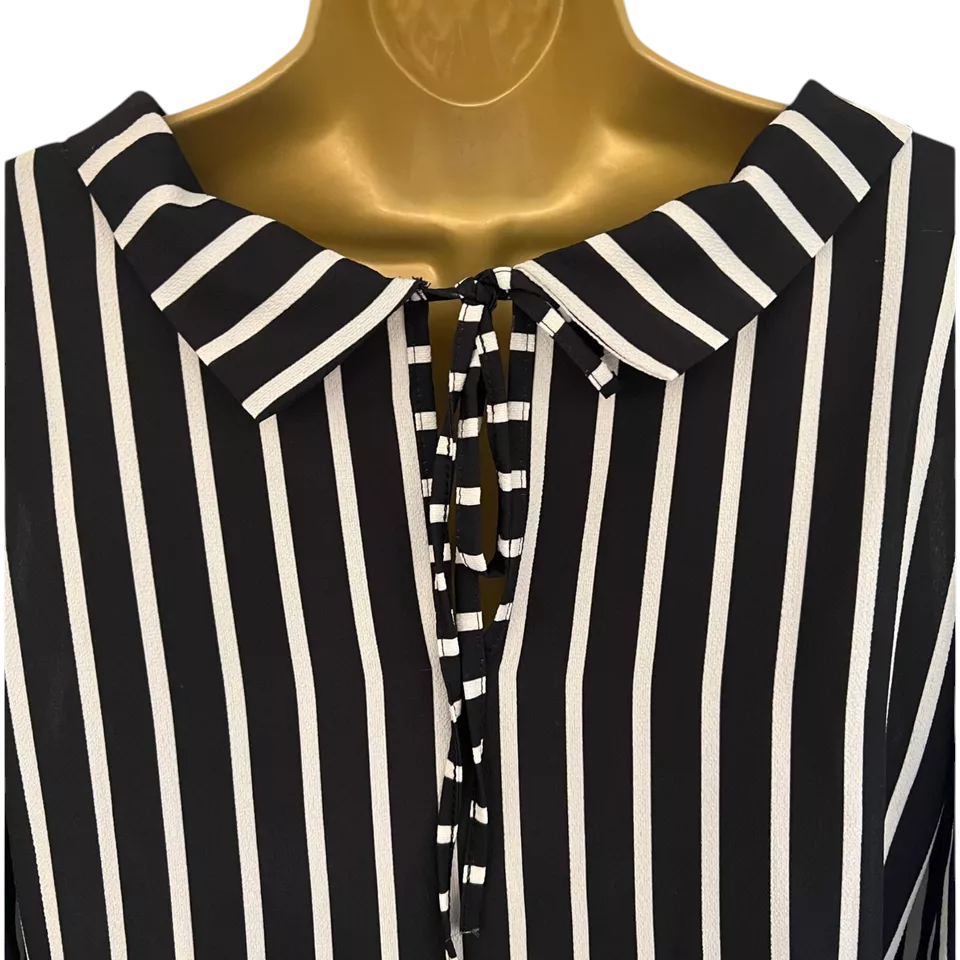 James Lakeland Black & Ivory Striped Top UK 12