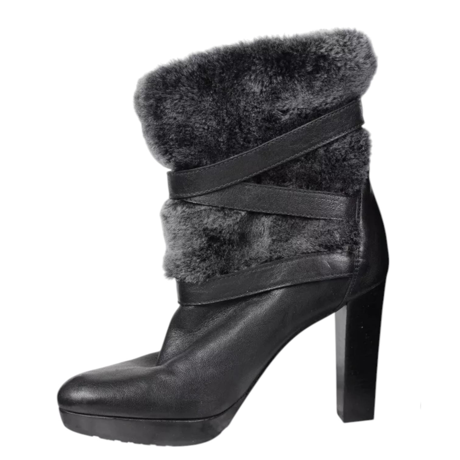 Russell & Bromley X Stuart Weitzman Buckle Faux Fur Lined Boots UK 5