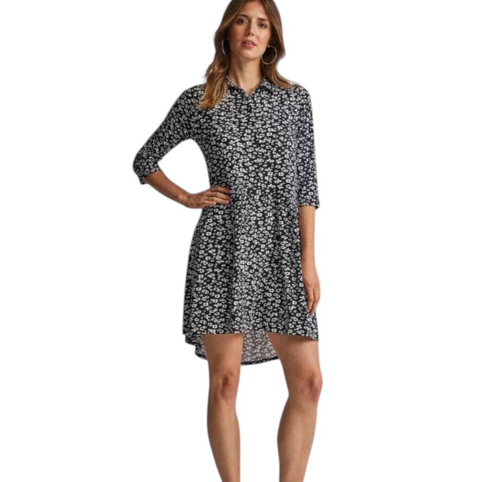 Dorothy Perkins Black White Floral Dress UK 12