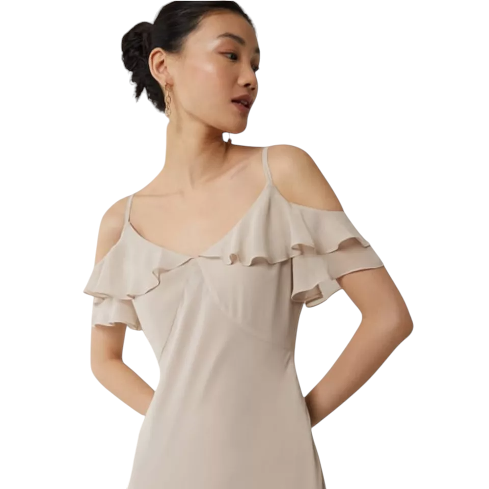 Coast Cream Chiffon Cold Shoulder Maxi Dress UK 12