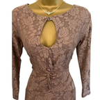 Reiss Clemence Mocha Lace Twist Front Dress UK 8