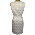 Tara Jarmon White Silver Jacquard Sleeveless Dress UK 10